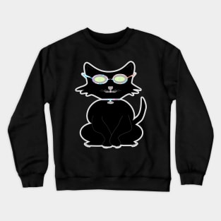 Retro Kitty. A cute black cat with cool hipster vibes. Funky design for cat people! Crewneck Sweatshirt